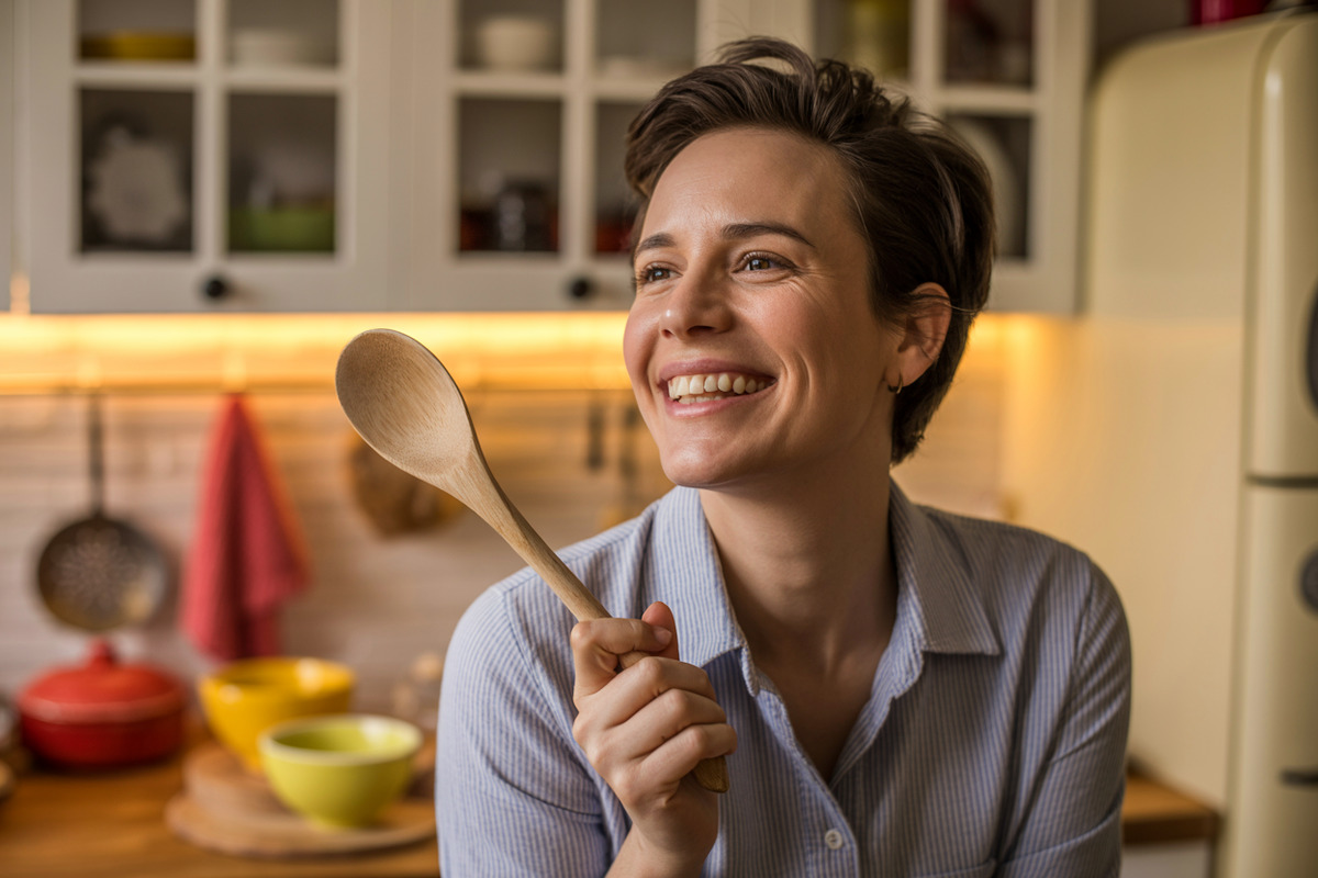 Person cooking sauces in a welcoming kitchen